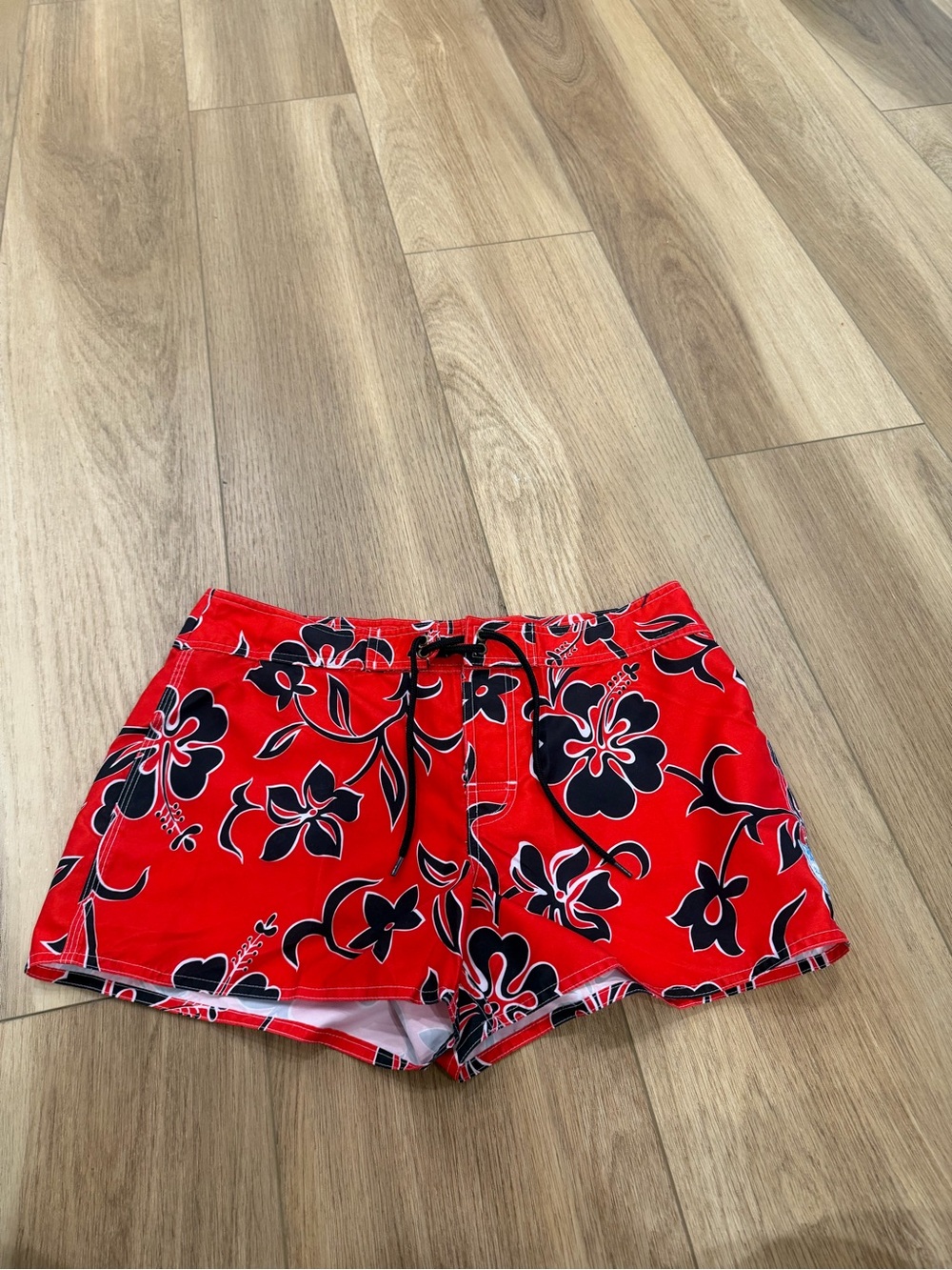 Blue Surfer Red Floral Women's Swim Shorts